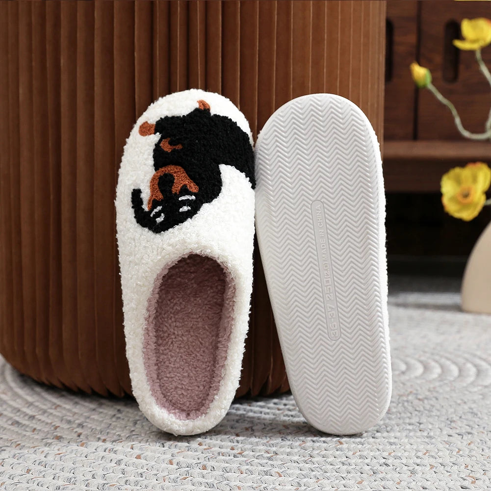 Plush Dachshund Slippers Closed Toe Slippers Comfortable Flat Thermal Slippers Fluffy Home Slippers for Outdoor Indoor Bedroom